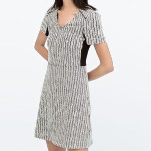 Zara Black and White Jacquard Dress